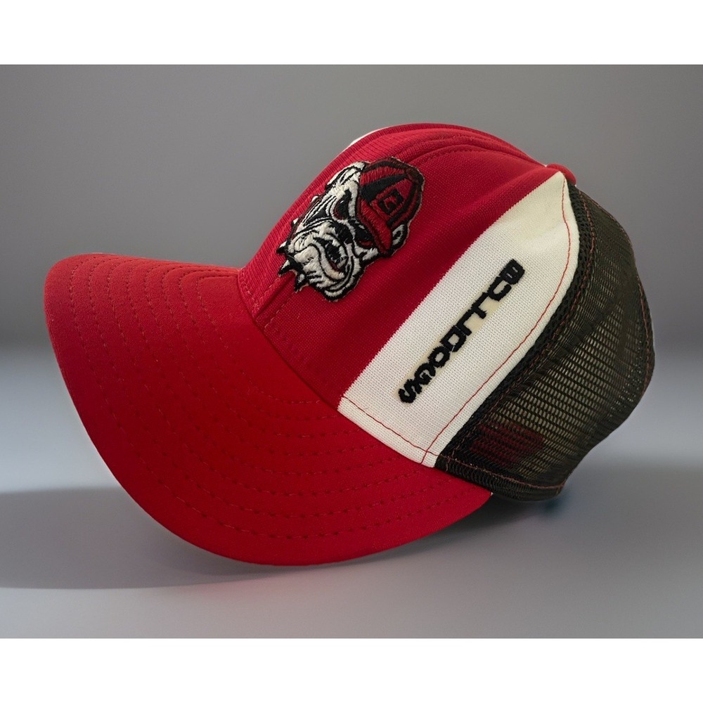 Vintage 80s UGA Bulldogs Mesh Snapback Trucker AJD‎ Lucky Stripes L Dawgs NCAA